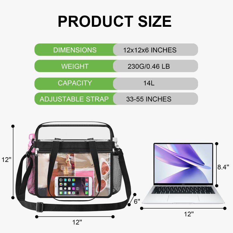Oraben Clear Bag for Stadium Events 12x6x12 Clear Tote Bag for Women Sports Fan Tote Transparent Lunch Bag for Work Concert - Image 4